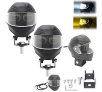 Générique Mini Helmet Fog Light, 2025 Helmet-Style Motorcycle Fog Light, Waterproof White Yellow Dual Color Auxiliary Driving LED, with Mounting Accessories, for Night Riding (Aluminum alloy,2Pcs)