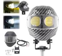 Générique Mini Helmet Fog Light, Universal Helmet-Style Motorcycle Fog Lamp, Waterproof White Yellow Dual Color Auxiliary Driving LED Headlights with Mounting Accessories, for Night Riding