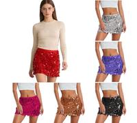 Générique Mini Jupe à Paillettes pour Femme Mini-Jupe Extensible Moulante Scintillante Costume de Carnaval Pétillant