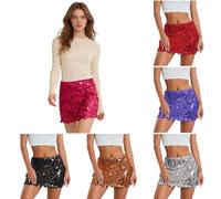 Générique Mini Jupe à Paillettes pour Femme Mini-Jupe Extensible Moulante Scintillante Costume de Carnaval Pétillant