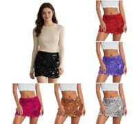 Générique Mini Jupe à Paillettes pour Femme Mini-Jupe Extensible Moulante Scintillante Costume de Carnaval Pétillant