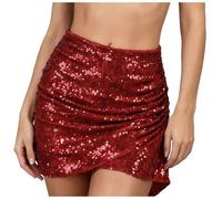 Générique Mini Jupe Paillette Femme Scintillante Jupe Plissée Mini Sexy Elegant Sequins Danse Élastique Taille Haute pour Festival Carnaval Soirée Festivals Carnaval fête