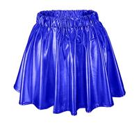 Générique Mini-Jupe Patineuse plissée, évasée, Brillante, Extensible et métallisée Métallisée Shiny Taille Haute, élégante A-Ligne Patineur Jupe Carnaval pour Femmes et Filles