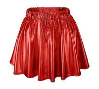 Générique Mini-Jupe Patineuse plissée, évasée, Brillante, Extensible et métallisée Métallisée Shiny Taille Haute, élégante A-Ligne Patineur Jupe Carnaval pour Femmes et Filles