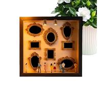 Générique Mini Museum - Wooden Shelf Display Figures for DIY Decor | Natural Wood Storage with Creative Arrangement Style, Decorative Mini Museum Set for Wall Library Room Home Birthday Christmas