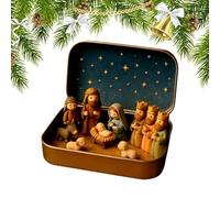 Générique Mini Nativity Figurines - Pocket Holy Scene for Christmas Display | Resin with Iron Tin Box, Portable Jesus Birth Decoration, Home, Office, Bedroom, Church, Bookshelf, Gift Ornament