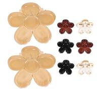 Générique Mini Pinces à Cheveux Griffes Décoratives Strass, Lot de 8 en Plastique, Couleurs Assorties Transparent, Beige Crème, Caramel et Noir, pour Usage Quotidien et Coiffures Diverses