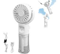 Générique Mini Portable Fan, Portable Misting Fan, with 4 Speed Settings and Water Mist Rechargeable, Quiet, for Study, Work, Travel, Camping, Summer Gift