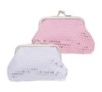 Générique Mini Portefeuille avec Fermeture à Clapet Kiss-Lock en Polyester pour Filles 2 Pièces, Portable et Scintillant, pour Fêtes et Occasions Spéciales