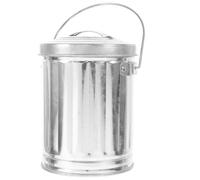 Générique Mini Poubelle de Bureau Conteneur à Déchets Polyvalent et Compact en Tôle D'acier Argentée avec Couvercle Basculant pour Cabinet ou Bureau