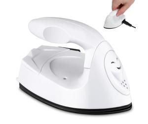 Générique Mini Presse à Chaud Électrique 220 V Mini Fer à Repasser Portable Blanc Eu Machine de Transfert Thermique pour Loisirs Créatifs et Vinyle Thermocollant Compatible Perles à