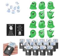 Générique Mini Resin Ghosts, Glow in The Dark Mini Ghosts with Box, 36 Light-Up Ghost Figurines in 6 Designs with 36 Thank You Cards and Box, for Halloween Home Decorate (12Pcs*Green)