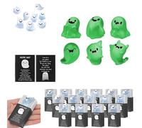 Générique Mini Resin Ghosts, Glow in The Dark Mini Ghosts with Box, 36 Light-Up Ghost Figurines in 6 Designs with 36 Thank You Cards and Box, for Halloween Home Decorate (6Pcs*Green)