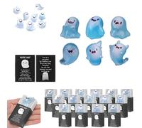 Générique Mini Resin Ghosts, Glow in The Dark Mini Ghosts with Box, 36 Light-Up Ghost Figurines in 6 Designs with 36 Thank You Cards and Box, for Halloween Home Decorate (6Pcs*Blue)