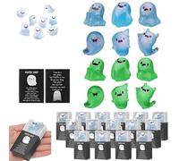 Générique Mini Resin Ghosts, Glow in The Dark Mini Ghosts with Box, 36 Light-Up Ghost Figurines in 6 Designs with 36 Thank You Cards and Box, for Halloween Home Decorate (12Pcs*Mix)