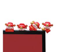 Générique Mini Resin God of Wealth Figurine, 4 Pcs Mini Resin God of Wealth Figurine, Tiny Cute Gods of Wealths Statues for Office Desk, Car Dashboard, Indoor Spring Festival Decor (4pcs)