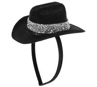 Générique Mini Serrage-Tête Chapeau Haut-de-Forme 135 CM Noir Strass Accessoire Thématique pour Fête et Carnaval Bandeau Coiffure pour Déguisement Femme et Ado Goûter et Soirée Costumée