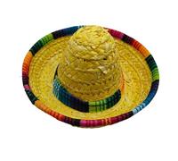 Générique Mini Sombrero Hat - 6.3 Inches Straw Pet Accessory | Wide Brim Adjustable Strap - Fun Festive Kids Dogs Cats Rabbits Party Costume Birthday Outdoor Wear Summer Decoration