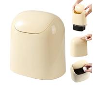 Générique Mini Trash Can - Compact Non-Slip for Desktop | Matte Polymer Finish with Spring-Loaded Lid & Reinforced Base for Tissues, Wrappers, Stationery and Lint