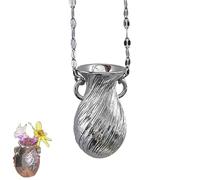 Générique Mini vase pendentif collier pour les femmes, élégant long pull collier, Boho couchage bijoux cadeau (Silver)