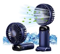Générique Mini Ventilateur à Main USB Portatif Portable Ventilateur De Bureau, Petit Ventilateur de Poche 5 Vitesses Avec Base, Ventilateur de Bureau Pliable Pour Bureau, Extérieur(Bleu foncé)