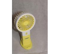 Générique Mini Ventilateur Portable, Rechargeable, Blanc et Jaune Silencieux, Léger, Autonomie 8h - Ventilateur de Poche pour Bureau, Voyage, Canicule, Camping