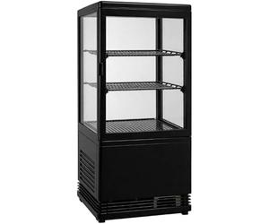 Générique Mini Vitrine Réfrigérée 58L Noire - 4 Faces Vitrées - Froid Ventilé - LED - Température 0/+12°C