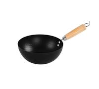 Générique Mini Wok en acier au carbone 20cm, marmite de cuisine classique, sans Induction/poignée bois, poêle à Base plate, comprend 1 X chinois