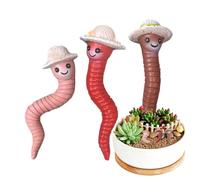 Générique Mini Worm Garden Decor Set - Resin 8cm 9.5cm 9.9cm Three Piece Funny Earthworm Sculptures for Plant Pots - Creative Gardening Ornament - Unique Gift for Garden Lovers