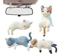 Générique Miniature Cats - Dashboard Decor | Mini Sculpture, 4X Car Screen Small Sleep Cat Figure | Resin Computer Monitor Decor, Funny Collectible Figurines for Car Home Motorbike Motorcycle
