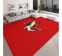Générique Minimalisme Tapis de Salon Logo Requin Canne À Pêche 160 x 230 cm Tapis AntidéRapant D'IntéRieur, Rouge Doux Poil Court Lavable Moquette - pour Salon Chambre et Salle à Manger