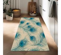 Générique Minimalisme Tapis Long Animal Plumes De Paon 50 x 140 cm Tapis Couloir, Beige Lavable Et Antidérapant - Tapis De Passage pour Couloir Cuisine Ou Chambre Résistant Facile À Nettoyer Moquette