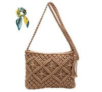 Générique Minimalist Tassel Women's Clutch,Bohemian Style Beach Crochet Purse,Retro Cotton Rope Woven Bag for Summer Vacation