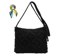 Générique Minimalist Tassel Women's Clutch,Bohemian Style Beach Crochet Purse,Retro Cotton Rope Woven Bag for Summer Vacation