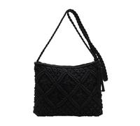 Générique Minimalist Tassel Women's Clutch, Minimalist Tassel Women's Clutch, Handwoven cotton rope Shoulder Bag, Stylish Summer Woven Bag (Black,One Size)