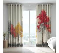 Générique Minimaliste Occultant Thermiques Économie d'Énergie Crème Paisible Automne Forêt Anti Froid Rideau Rideaux esthétiques Microfibre pour Chambre d'enfant 117x229 CM (2 Panneaux)