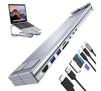 Générique Miracle/Civilized 8-in-1 USB-C Laptop Stand, Miraclew/Civilized Laptop Stands, Laptops Stands Docking Station Hub, Adjustable Ergonomic Aluminum Computer Stands (8-in-1)