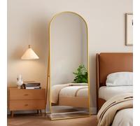 Générique Miroir Complet arqué, 162 x 53 cm, Grand Miroir Pleine Longueur, avec Support, Mural, sur Pied, pour Chambre Salon Entree, Doré