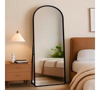 Générique Miroir Complet arqué, 162 x 53 cm, Grand Miroir Pleine Longueur, avec Support, Mural, sur Pied, pour Chambre Salon Entree, Noir