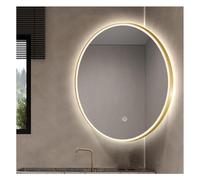 Générique Miroir d'angle de Salle de Bain à LED, Miroir Mural Rotatif | Miroir rond avec cadre en métal, HD, antidéflagrant, for salle de bain, vestiaire(Gold,75x75cm)