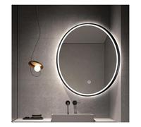 Générique Miroir d'angle de Salle de Bain à LED, Miroir Mural Rotatif | Miroir rond avec cadre en métal, HD, antidéflagrant, for salle de bain, vestiaire(Black,55x55cm)
