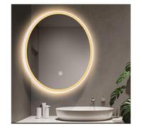 Générique Miroir d'angle de Salle de Bain à LED, Miroir Mural Rotatif | Miroir rond avec cadre en métal, HD, antidéflagrant, for salle de bain, vestiaire(White,80x80cm)