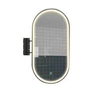 Générique Miroir d'angle de Salle de Bain, Miroir de courtoisie Mural avec Support Rotatif, réglage de la température en Trois Couleurs, adapté au toilettage Quotidien(Black,40x90cm)