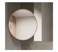 Générique Miroir d'angle de Salle de Bain Rond, Miroir de courtoisie Mural avec Support Rotatif, Montage latéral, adapté au toilettage Quotidien(Gold,60x60cm)