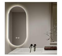 Générique Miroir d'angle Rotatif Ovale, Miroir décoratif à éclairage de température Tricolore, antibuée Haute définition, adapté au toilettage Quotidien(Silver,50x80cm)