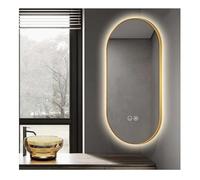 Générique Miroir d'angle Rotatif Ovale, Miroir décoratif à éclairage de température Tricolore, antibuée Haute définition, adapté à la vanité de Salle de Bain(Gold,60x90cm)