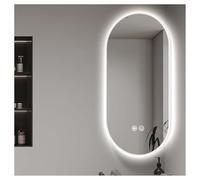 Générique Miroir d'angle Rotatif Ovale, Miroir décoratif à éclairage de température Tricolore, antibuée Haute définition, adapté à la vanité de Salle de Bain(White,50x90cm)