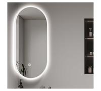 Générique Miroir d'angle Rotatif Ovale, Miroir décoratif Mural, éclairage antibuée, adapté au toilettage Quotidien, au Rasage et aux Soins de la Peau(White,50x90cm)
