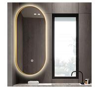 Générique Miroir d'angle Rotatif Ovale, Miroir décoratif Mural, éclairage antibuée, adapté au toilettage Quotidien, au Rasage et aux Soins de la Peau(Gold,60x90cm)