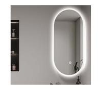 Générique Miroir d'angle Rotatif Ovale, Miroir décoratif Mural, éclairage antibuée, adapté aux salles de Bains, aux Chambres et aux Salons(White,50x90cm)